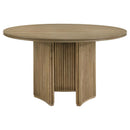 Adina - 5 Piece Round Dining Table Set - Barley / Distressed Light Brown