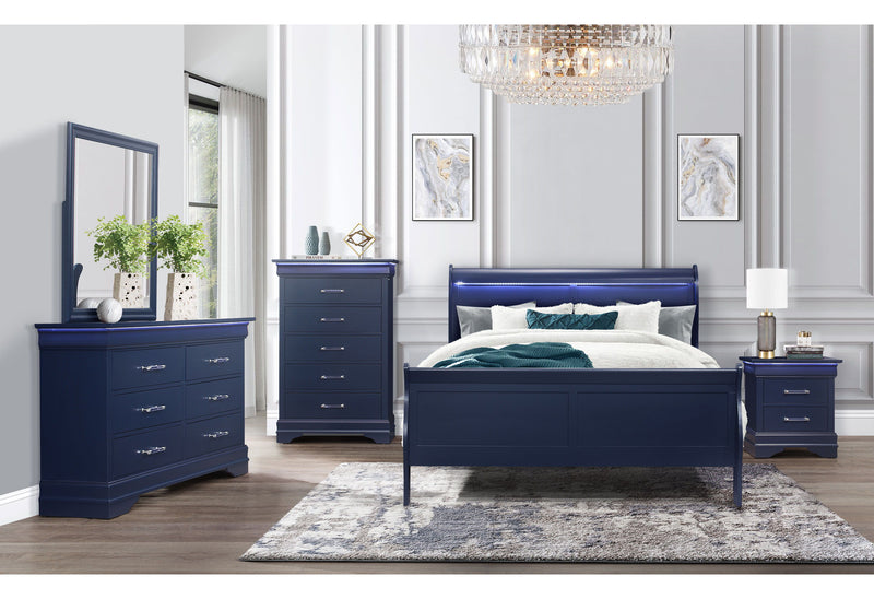 Charlie - King Bed With LED - Blue