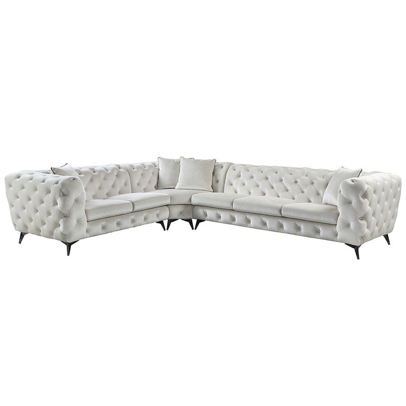 Atronia - Sectional Sofa With 4 Pillows - Beige Fabric