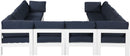Nizuc - Outdoor Patio 10 Piece Modular Sectional With White Frame
