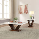 Forbes - End Table - White Marble Top & Walnut