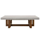 Keven - Coffee Table - Faux Concrete Top & Walnut
