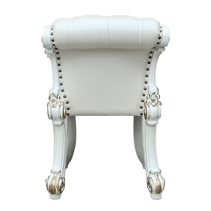 Vendome - Vanity Stool - Beige Synthetic Leather & Antique Pearl