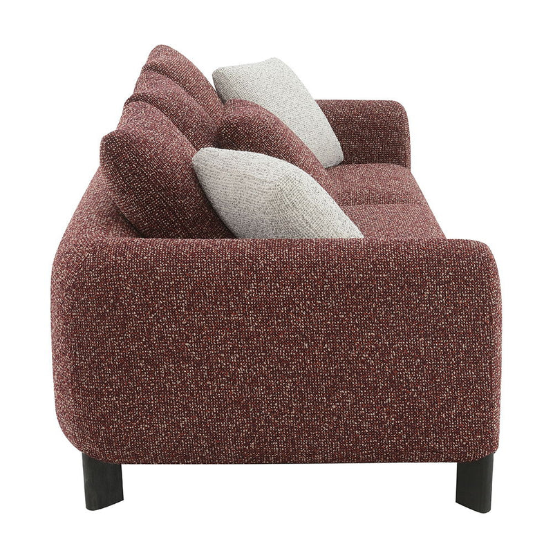 Mardi - Sofa With 6 Pillows - Maroon Tweed