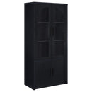 Riva - 4-Door Tall Accent Display Cabinet LED Lighting - Black