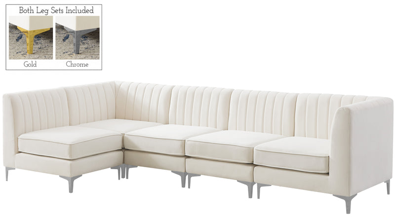 Alina - Modular Sectional 5 Piece - Cream - Fabric