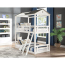 Nadine Cottage - Twin Over Twin Bunk Bed - Weathered White & Washed Gray