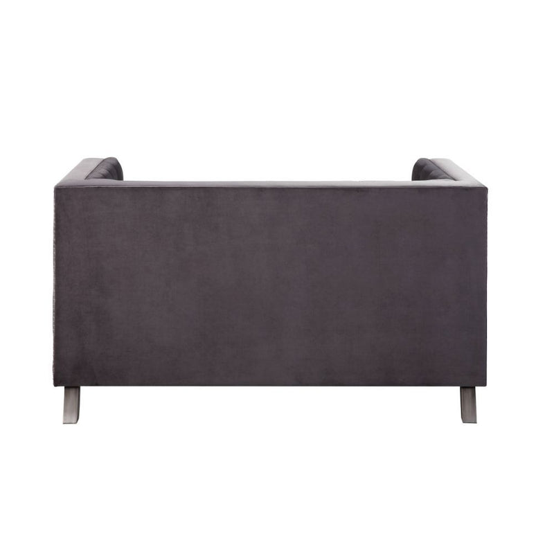 Hegio - Loveseat With 2 Pillows - Gray Velvet