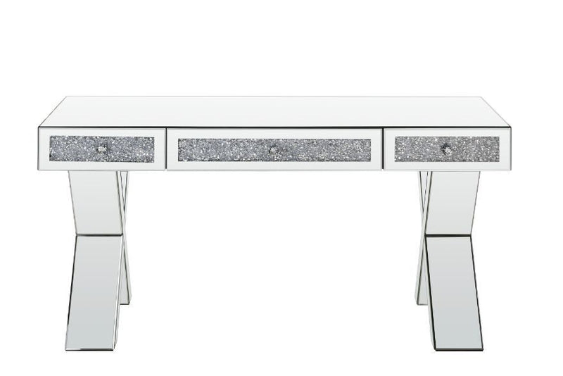 Noralie - 32" Writing Desk - Mirrored & Faux Diamonds