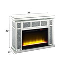 Noralie - 39" X 12" Fireplace - Mirrored & Faux Diamonds