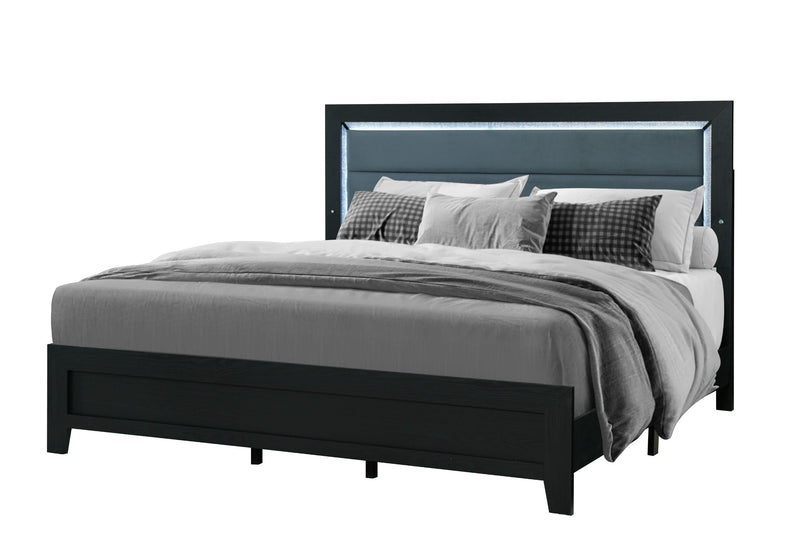 Reid - 5 Piece King Bedroom Set With LED - Black