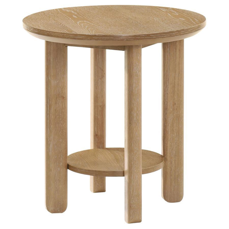 Ottowa - Round Wood Table With Shelf