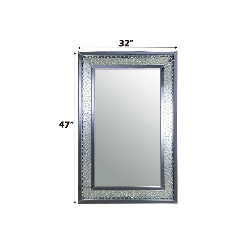 Nysa - 47" Rectangular Accent Mirror - Mirrored & Faux Crystals