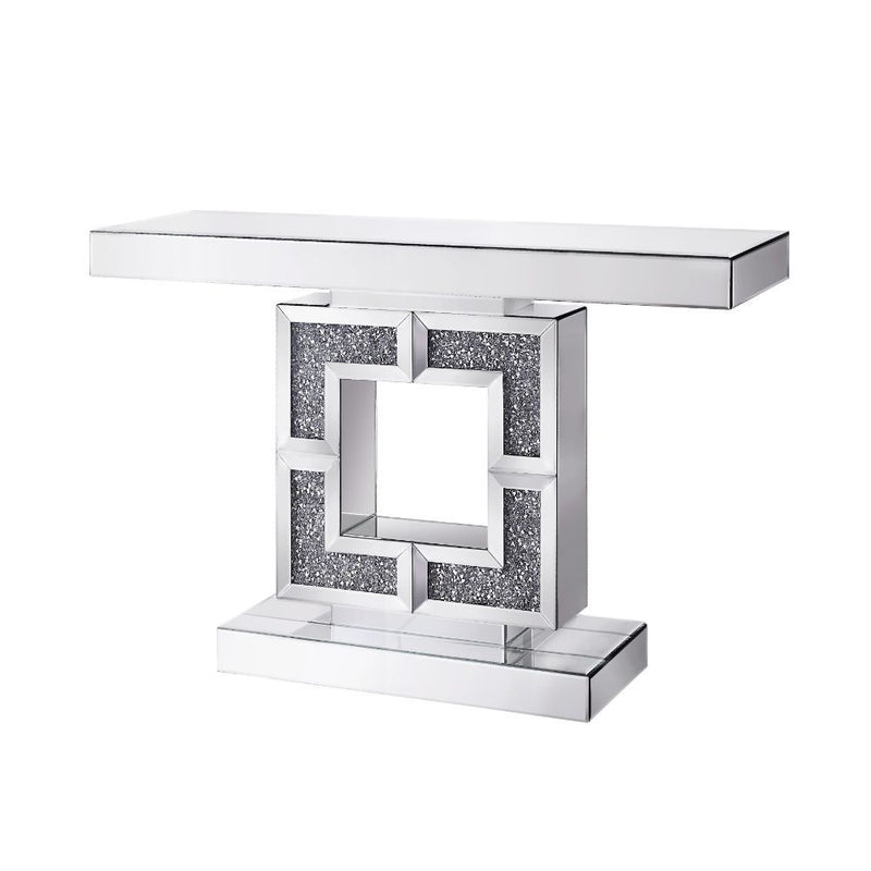 Noralie - Rectangular Console Table - Mirrored & Faux Diamonds