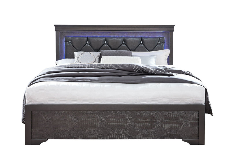 Pompei - Queen Bed With LED - Gray