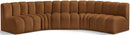 Arc - Velvet 5 Piece U-Shaped Modular Sofa - Saddle