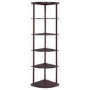Bonwick - Wood 5-Shelf Corner Bookshelf - Cappuccino