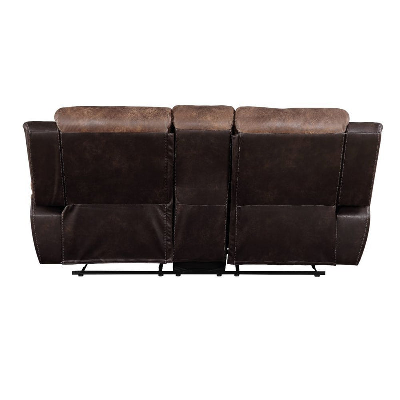 Jaylen - Motion Loveseat With Console - Toffee & Espresso Polished Microfiber
