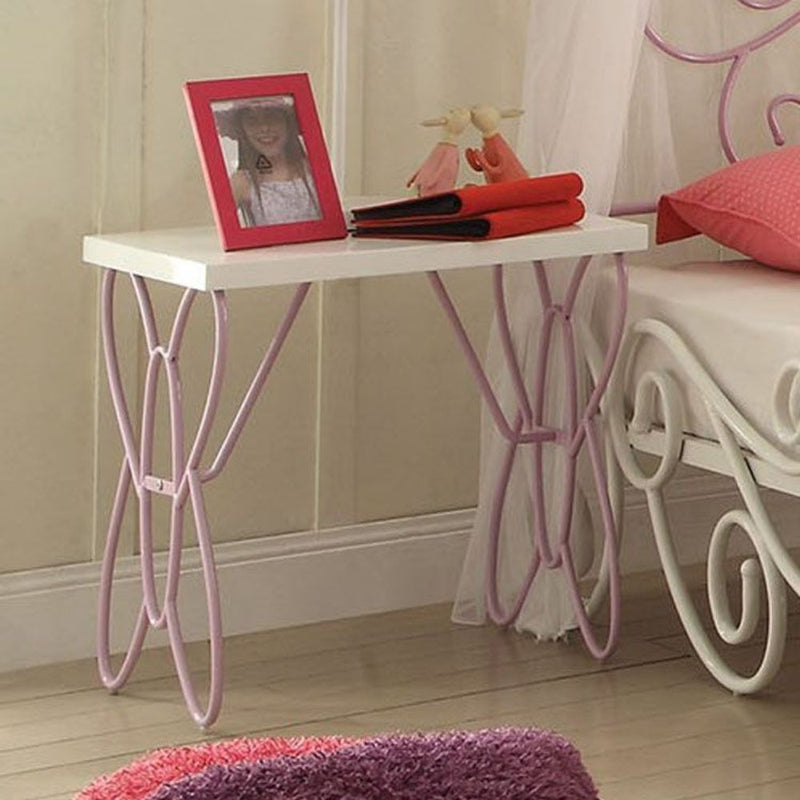 Priya II - Nightstand - White & Light Synthetic Leather Rple