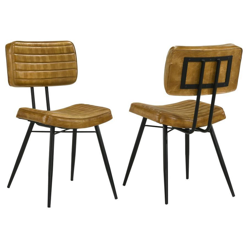 Misty - Leather Upholstered Dining Side Chair (Set of 2) - Camel