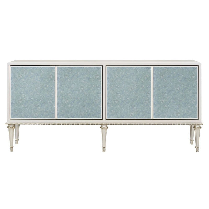 Ansaldo - Console Cabinet - Pearl White & Silver Shimmer