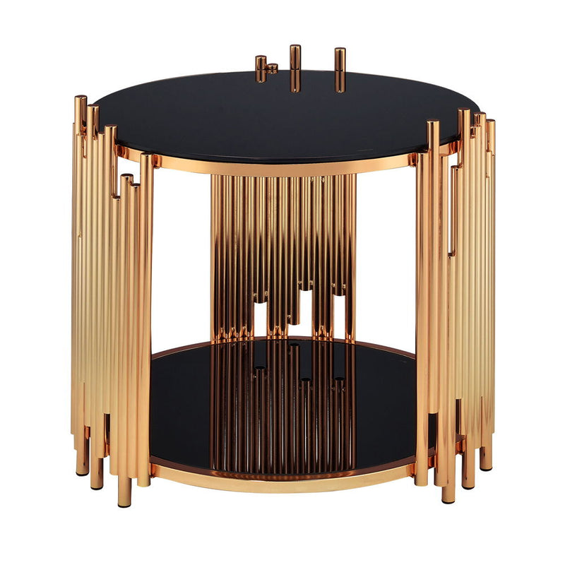 Tanquin - End Table - Black Glass & Gold