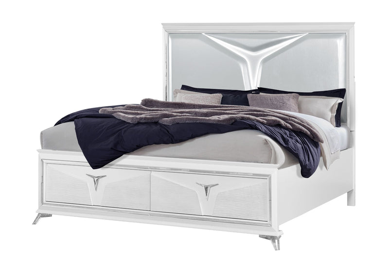 Romo - 5 Piece Queen Bedroom Set With LED - White