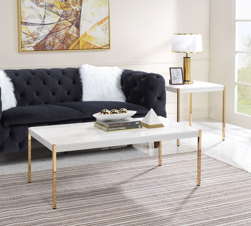Otrac - End Table - White & Gold