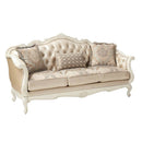 Chantelle - Sofa With 3 Pillows - Rose Gold Synthetic Leather /Fabric & Pearl White