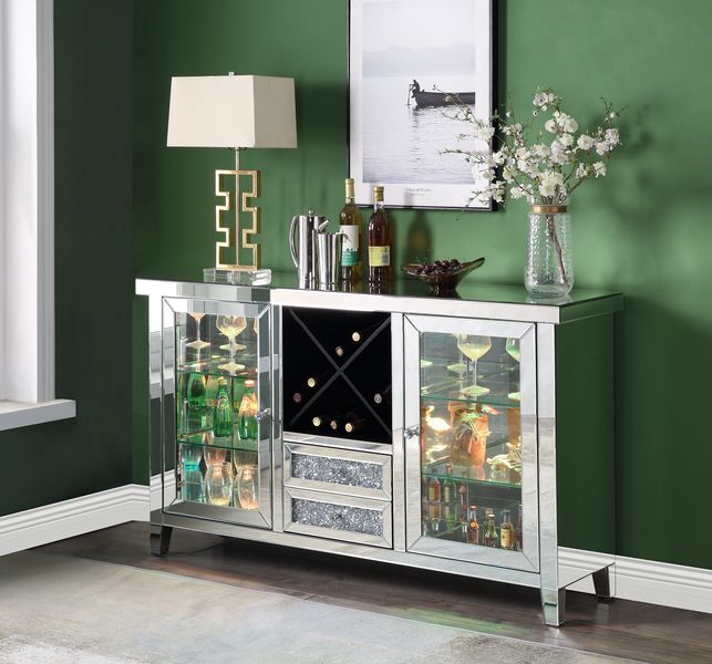 Noralie - Wine Cabinet - Mirrored & Faux Diamonds - 36"