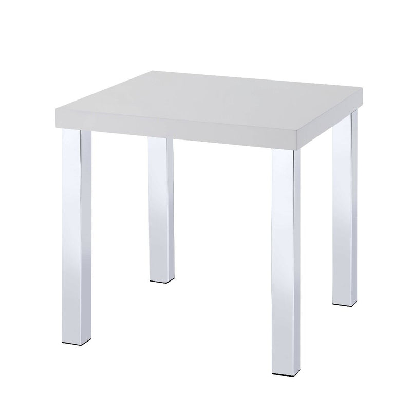 Harta - End Table - White High Gloss & Chrome