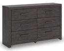 Prendonea - Six Drawer Dresser - Charcoal