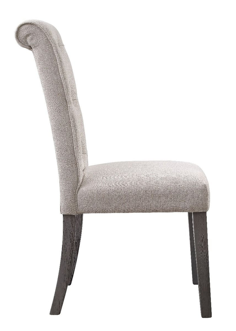 Yabeina - Side Chair (Set of 2) - Beige Linen & Gray Finish