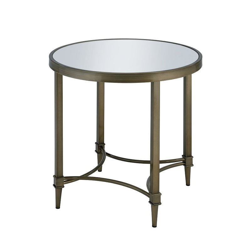 Aditya - End Table - Mirrored & Antique Brass