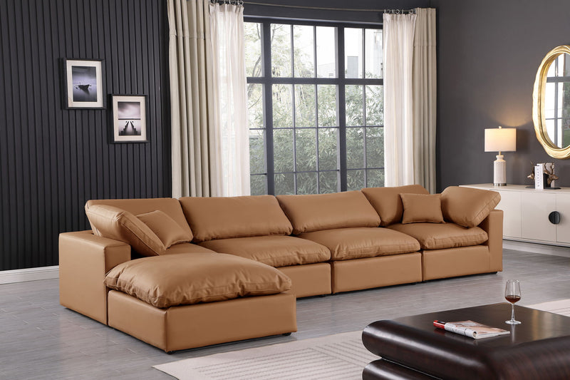 Comfy - 5 Piece Faux Leather Modular Sectional With Chaise