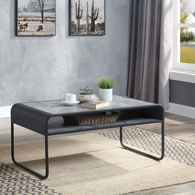 Raziela - Coffee Table - Concrete Gray & Black