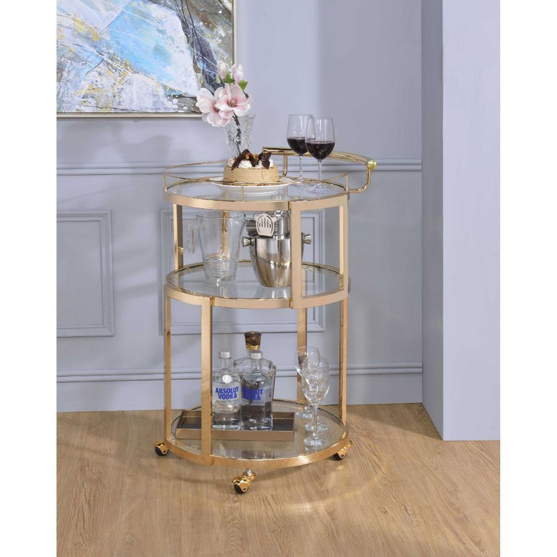 Madelina - Serving Cart - Gold & Clear Glass