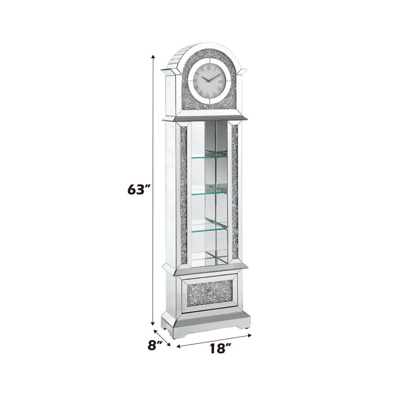 Noralie - Grandfather Clock With LED - Mirrored & Faux Diamonds