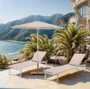 Fiji - Aluminum Patio Umbrella With Square Teak And White Base