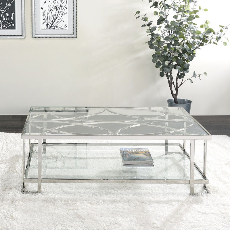 Kalan - Coffee Table - Glass & Silver