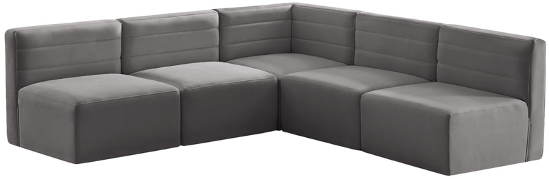 Quincy - Modular Sectional 5 Piece - Grey - Fabric - Modern & Contemporary