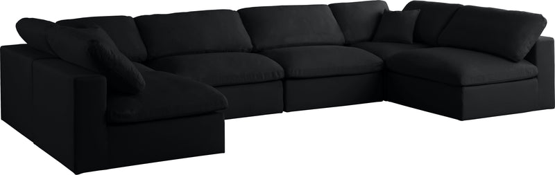 Plush - Velvet Standart Comfort Modular Sectional 6 Piece - Black - Fabric - Modern & Contemporary