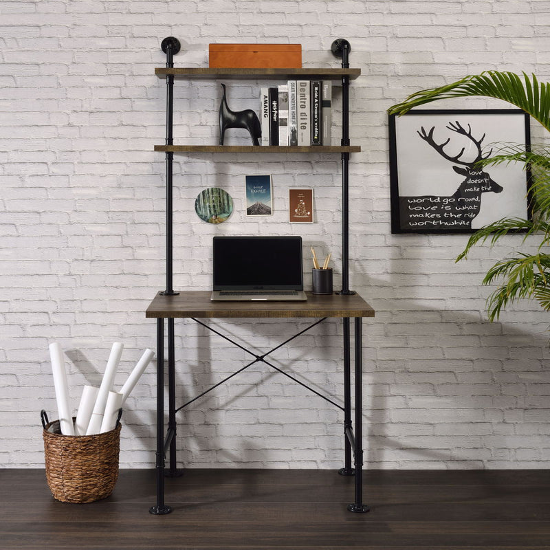 Ensata II - Writing Desk - Rustic Oak & Black Finish