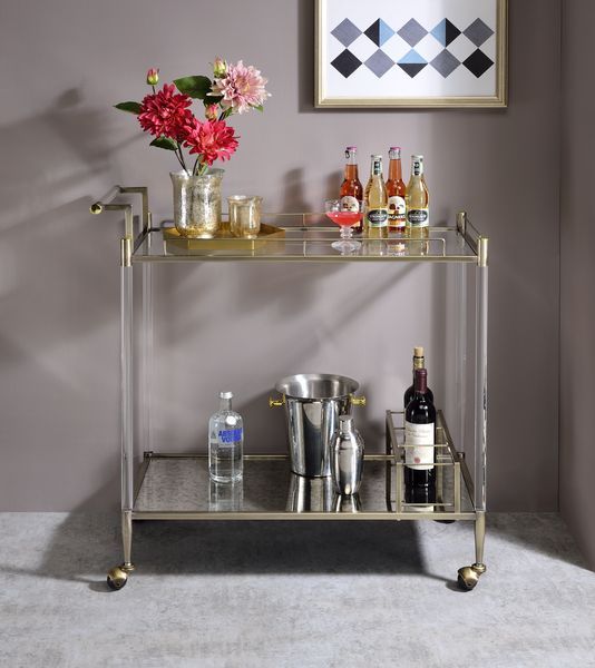 Cirro - Serving Cart - Antique Mirror & Wire Brass