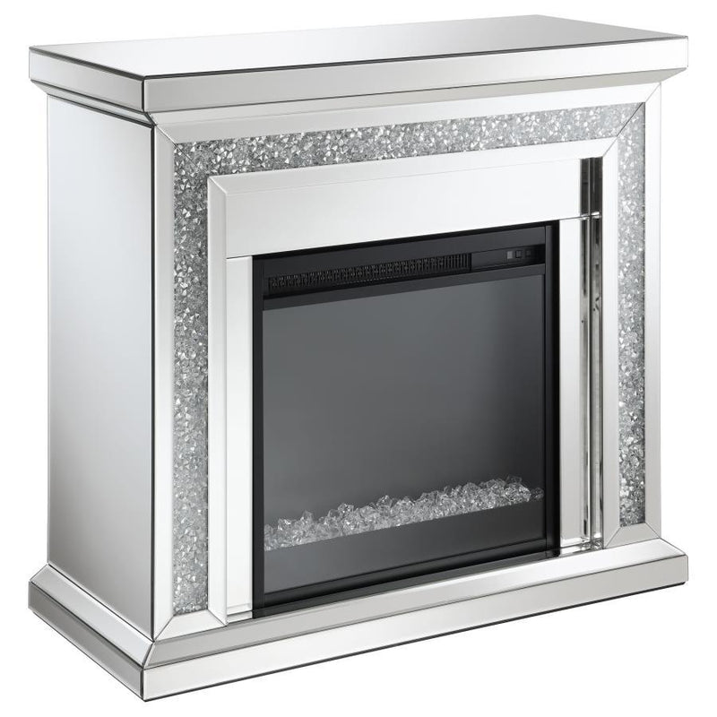 Lorelai - Mirrored Freestanding Electric Fireplace - Silver