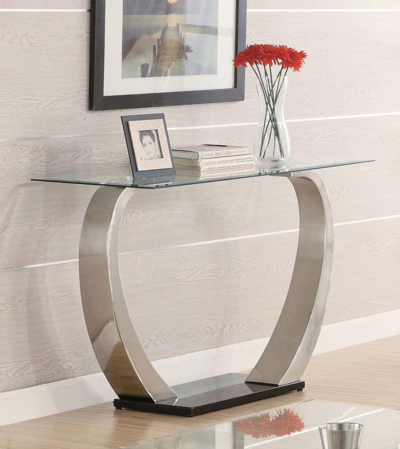 Pruitt - Glass Top Metal Base Console Table - Satin