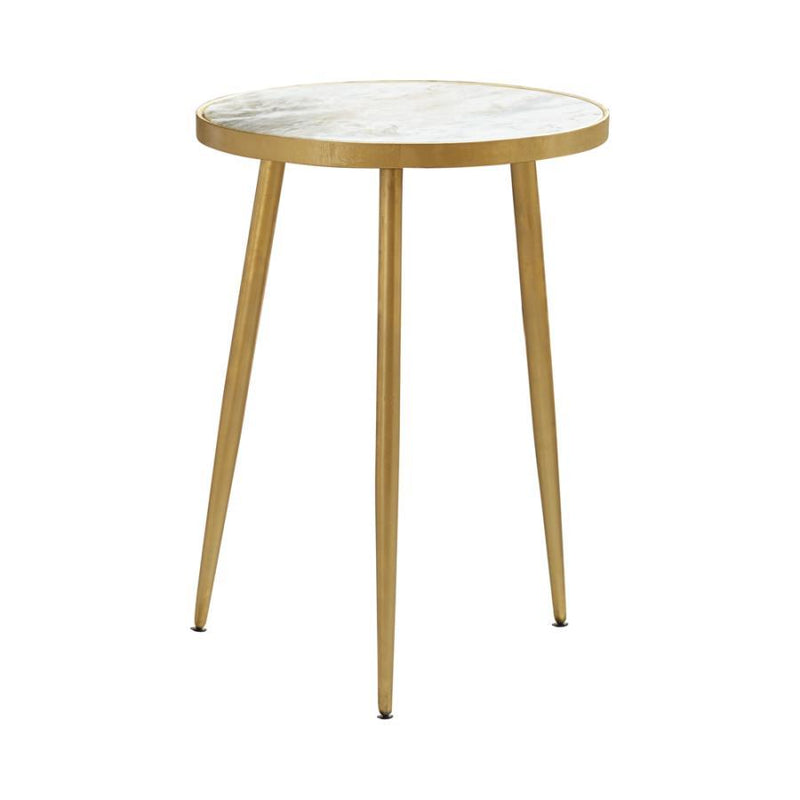 Acheson - Round Marble Top Side Table - White And Gold