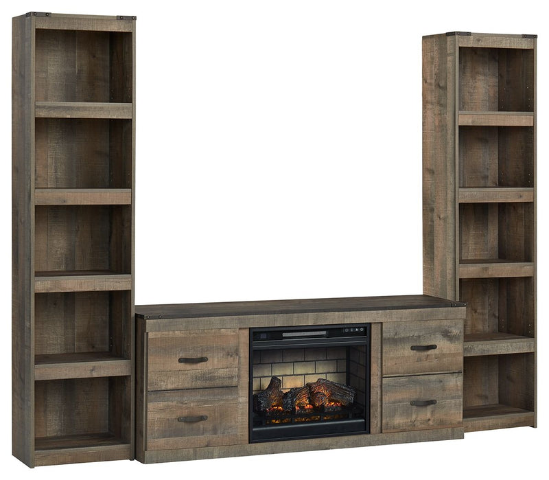 Trinell - Brown - 3-Piece Entertainment Center With Electric Fireplace