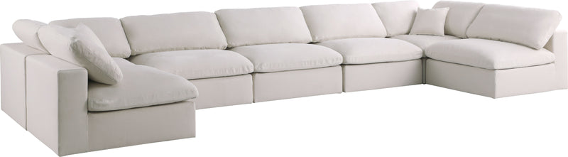 Plush - Velvet Standart Comfort Modular Sectional 7 Piece - Cream