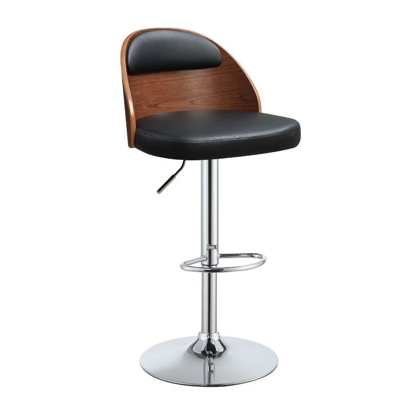 Camila - Stool - Black PU & Walnut